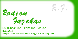 rodion fazekas business card